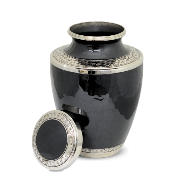 Black Floral Adult Brass Urn