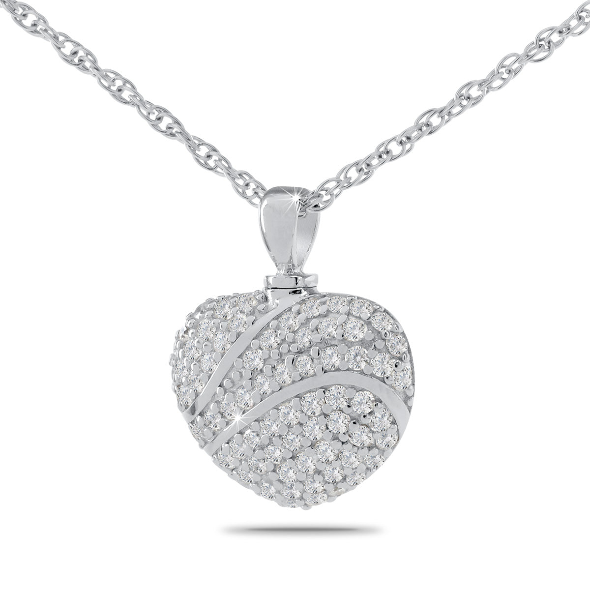 White Stone Heart Steel Keepsake