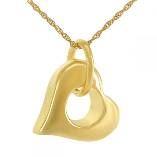 Ship Now 10K Side Solid Gold Heart Necklace